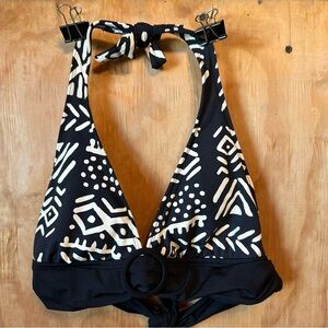 La Blanca Bikini Halter Black and White Tie Swimsuit Top